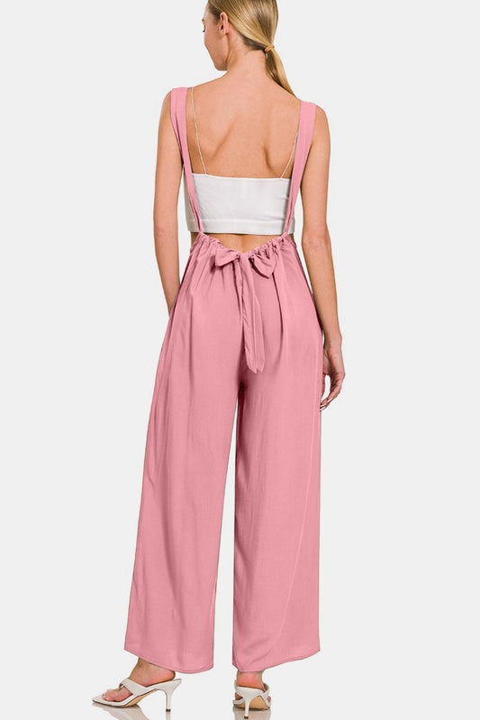 Zenana Pocketed Wide Strap Wide Leg Overalls-1