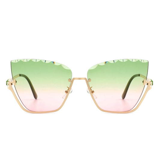 Starfire - Half Frame Square Irregular Tinted Fashion Cat Eye Sunglasses-1