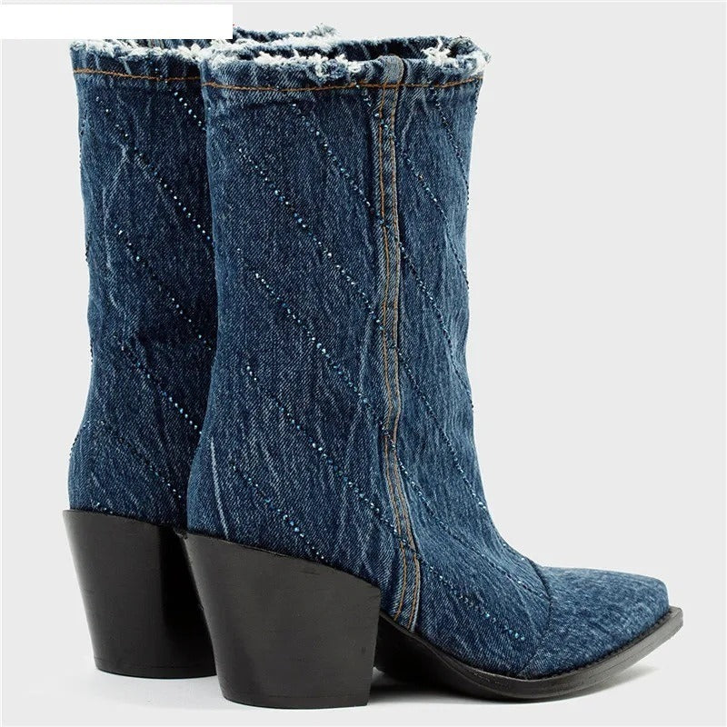 Blue Belle Western Ankle Boots