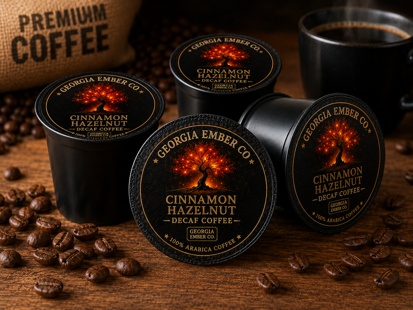 Georgia Ember Co Cinnamon Hazelnut K-Cups Decaf.