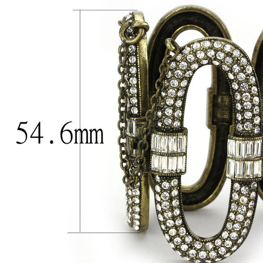 LO4657 - Antique Copper White Metal Bracelet with Top Grade Crystal in Clear-1