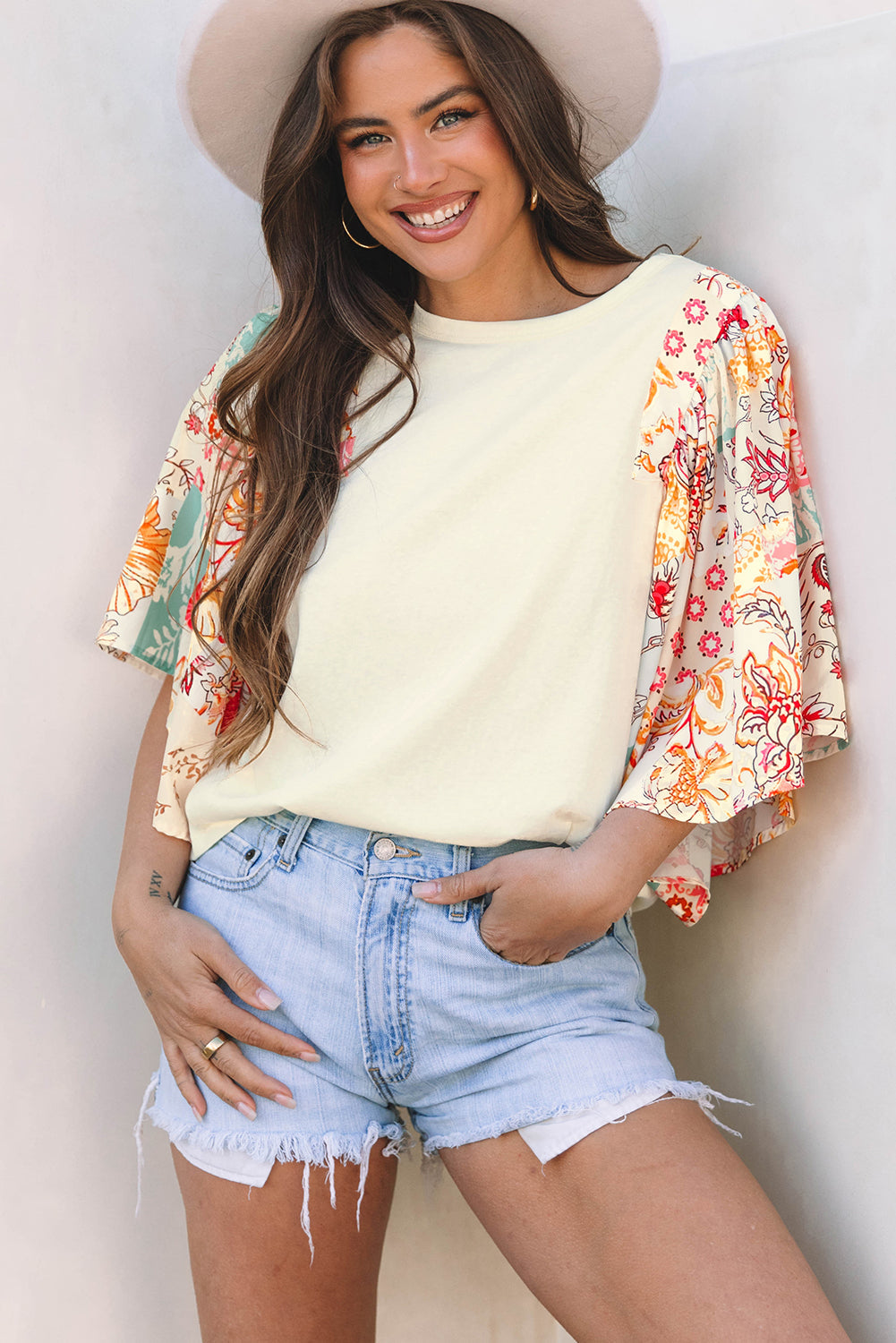 Sariyah Floral Half Batwing Sleeve Blouse-3
