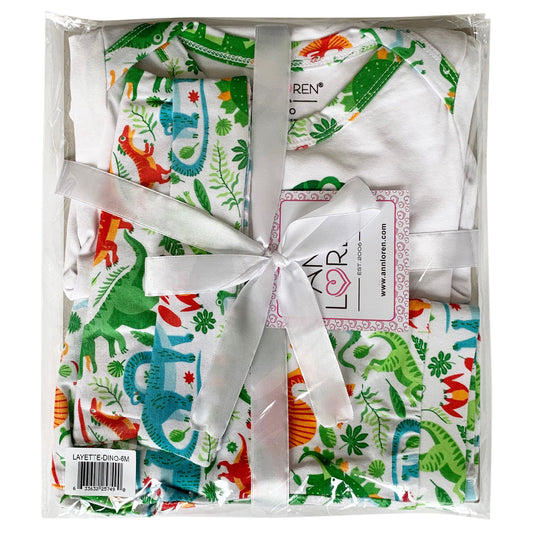 AnnLoren Baby Layette Boys Dinosaur Onesie Pants Cap 3pc Gift Set Clothing Sizes 3M - 18M-1