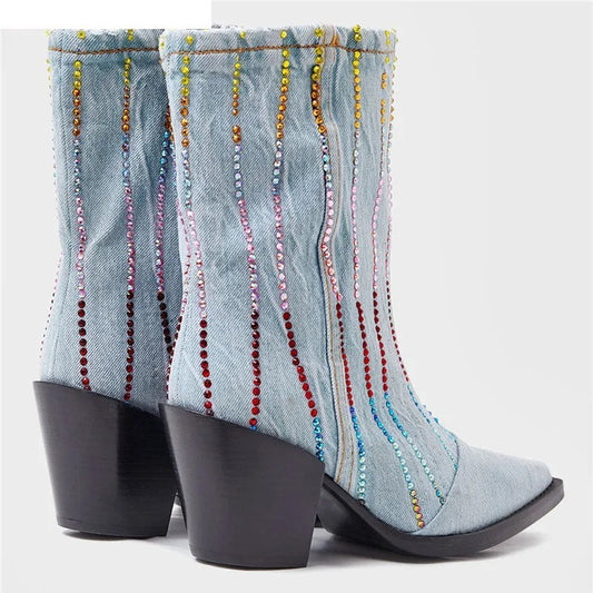 Blue Belle Western Ankle Boots