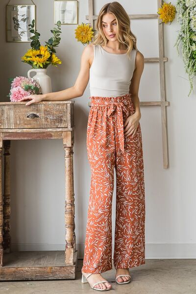 Heimish Full Size Printed Tied Straight Casual Pants-3