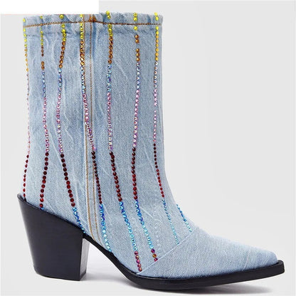 Blue Belle Western Ankle Boots