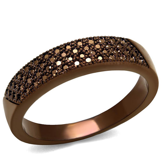 3W1186 - IP Coffee light Brass Ring with AAA Grade CZ  in Light Coffee-0