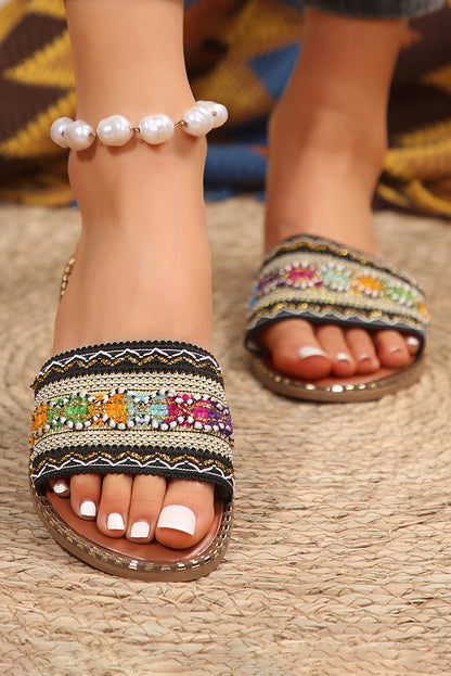 Quincy Bohemian Pattern Crochet Slippers-0