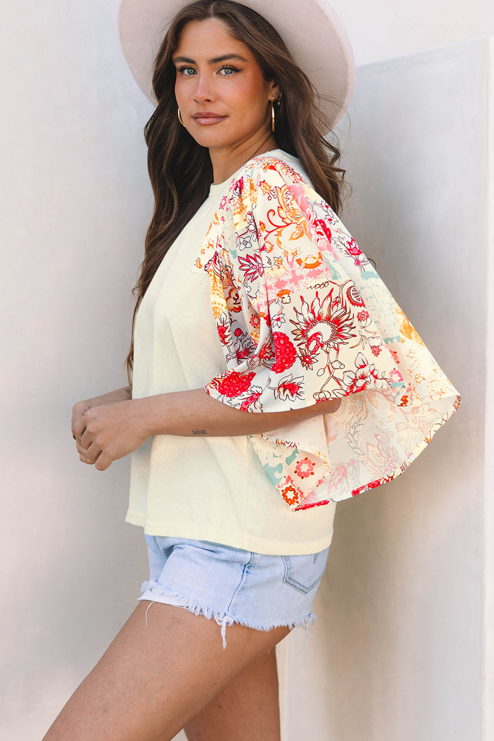 Sariyah Floral Half Batwing Sleeve Blouse-2