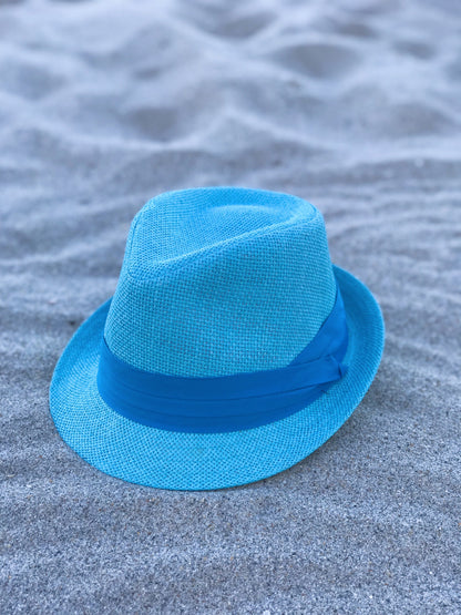 ‘Turquoise Sun’ Blue Sun Fedora Hat-1