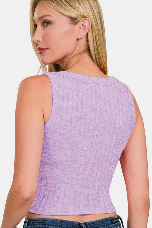 Zenana Ribbed Cropped Tank-1