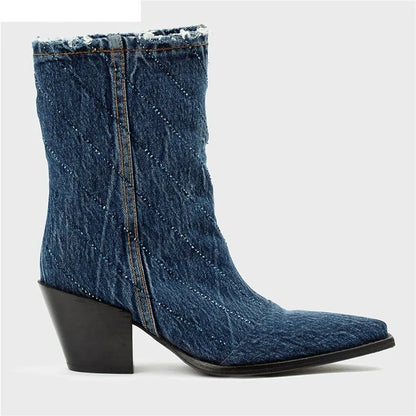 Blue Belle Western Ankle Boots