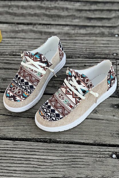 Bailee Vintage Aztec Lace-up Flat Shoes-4