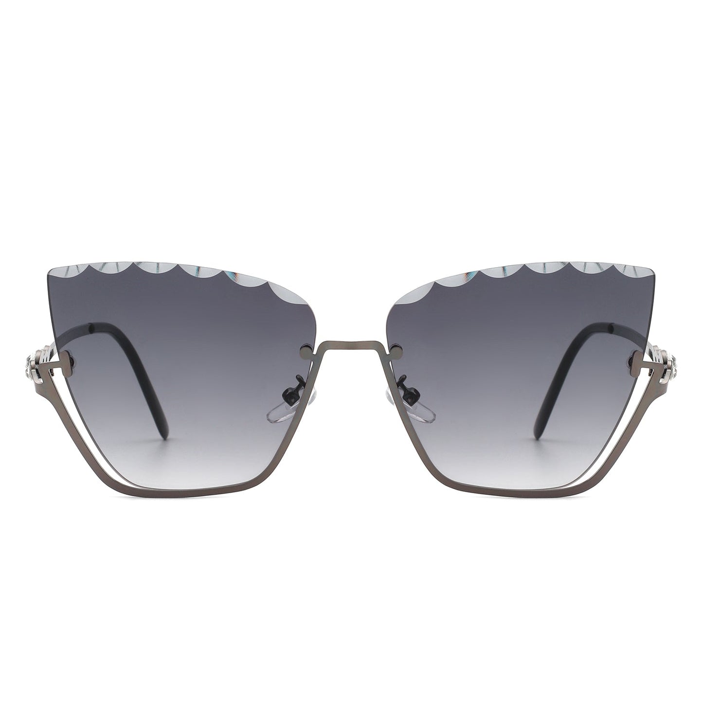 Starfire - Half Frame Square Irregular Tinted Fashion Cat Eye Sunglasses-3