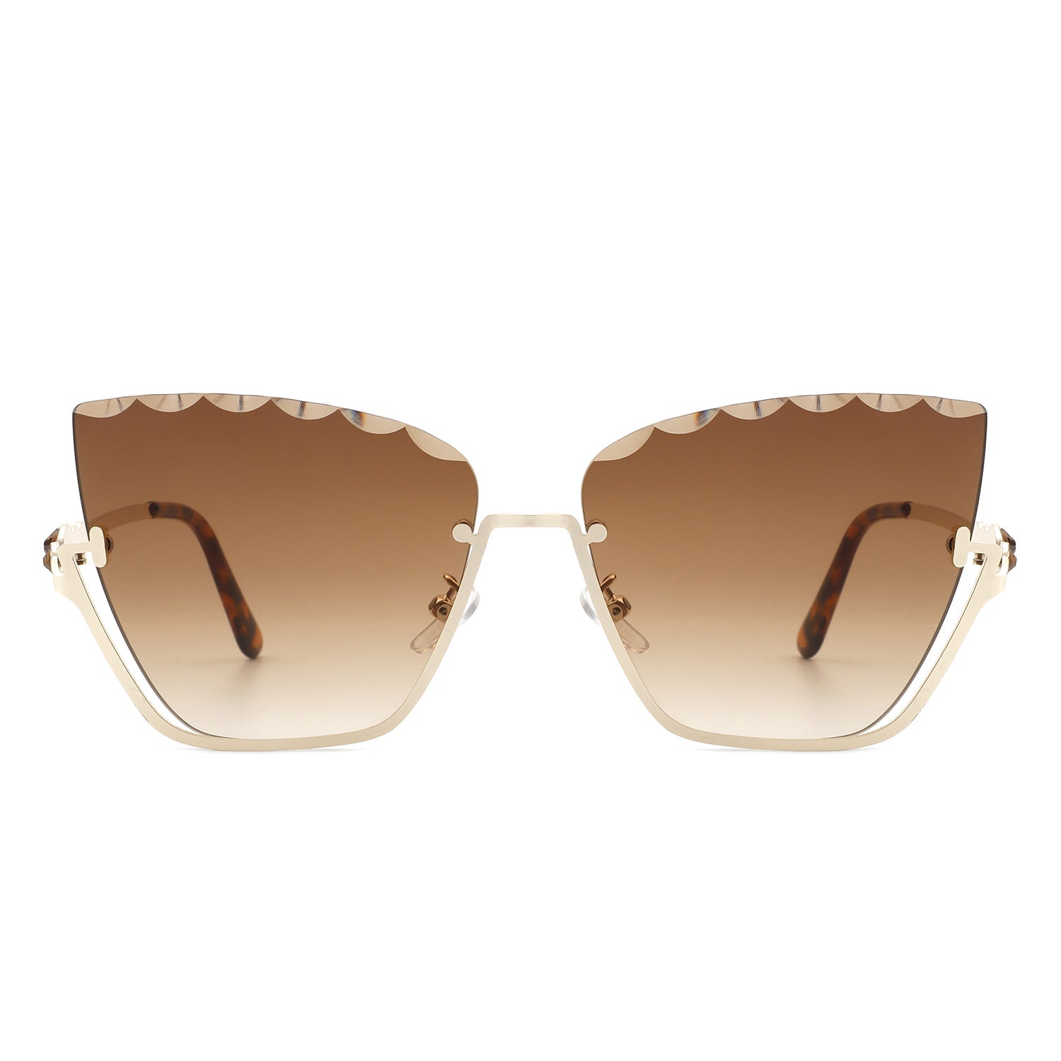 Starfire - Half Frame Square Irregular Tinted Fashion Cat Eye Sunglasses-4