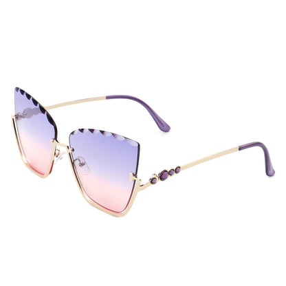 Starfire - Half Frame Square Irregular Tinted Fashion Cat Eye Sunglasses-6