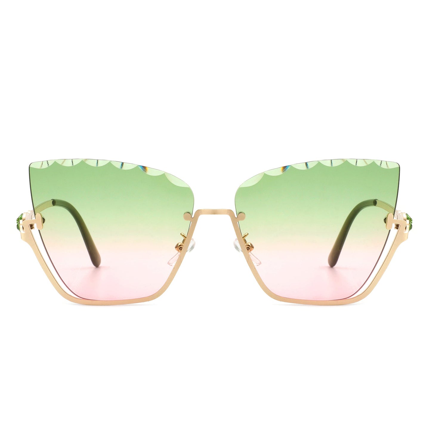 Starfire - Half Frame Square Irregular Tinted Fashion Cat Eye Sunglasses-1