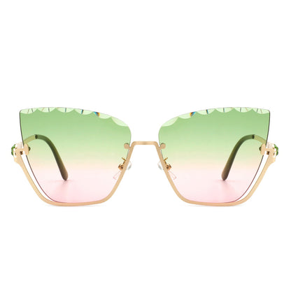 Starfire - Half Frame Square Irregular Tinted Fashion Cat Eye Sunglasses-1