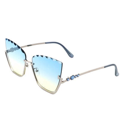 Starfire - Half Frame Square Irregular Tinted Fashion Cat Eye Sunglasses-8