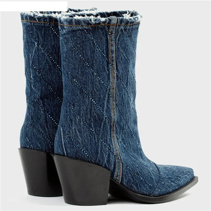 Blue Belle Western Ankle Boots