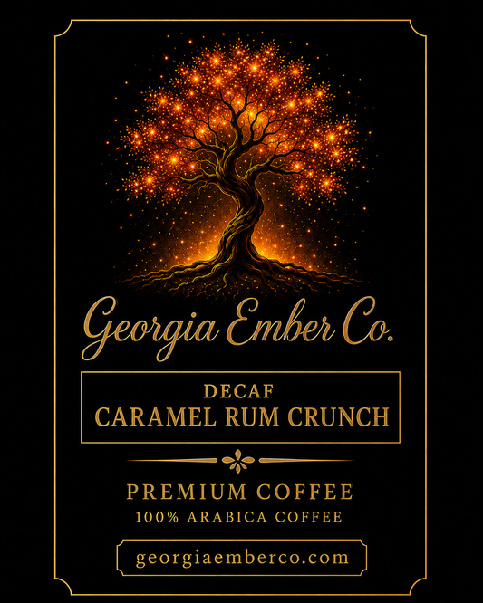 Georgia Ember Co Caramel Rum Crunch Decaf.
