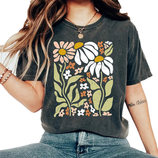 Washed and used T-shirt with printed T-shirt