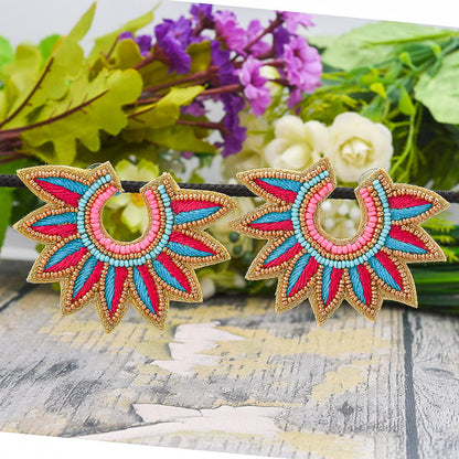 Colorful Beaded Earrings,Hoop Dangle Earrings, Bohemia Boho Tassel Earrings FER1016-2