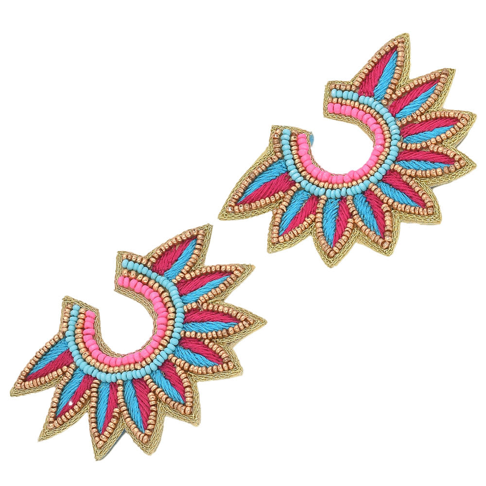 Colorful Beaded Earrings,Hoop Dangle Earrings, Bohemia Boho Tassel Earrings FER1016-3