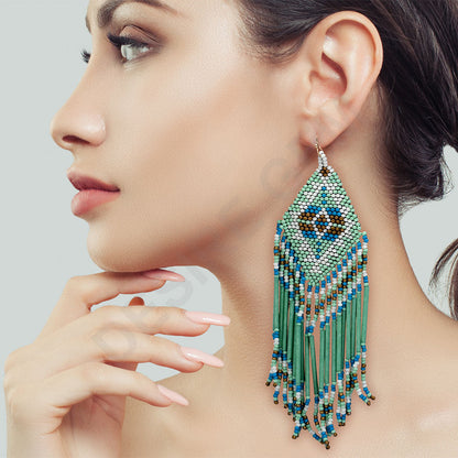 Colorful Beaded Earrings,Hoop Dangle Earrings, Bohemia Drops Earrings, Tassel Earrings FER1033-1