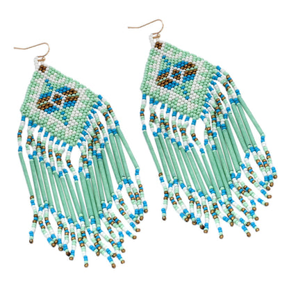 Colorful Beaded Earrings,Hoop Dangle Earrings, Bohemia Drops Earrings, Tassel Earrings FER1033-3