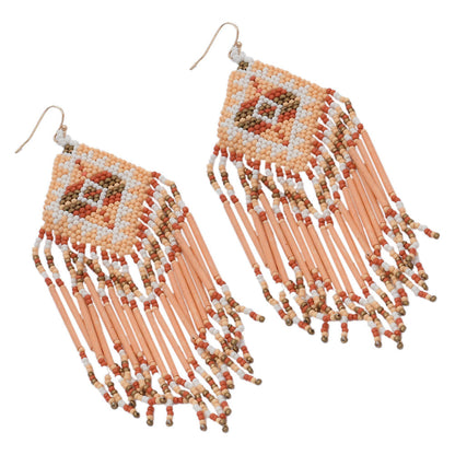 Colorful Beaded Earrings,Hook Dangle Earrings, Bohemia Boho Tassel Earrings FER1034-3