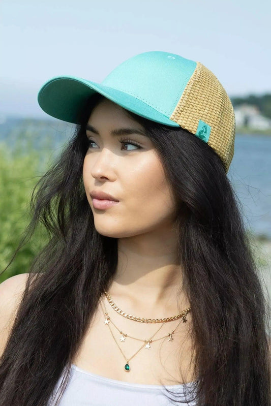Island Vibes Baseball Cap with Raffia-1
