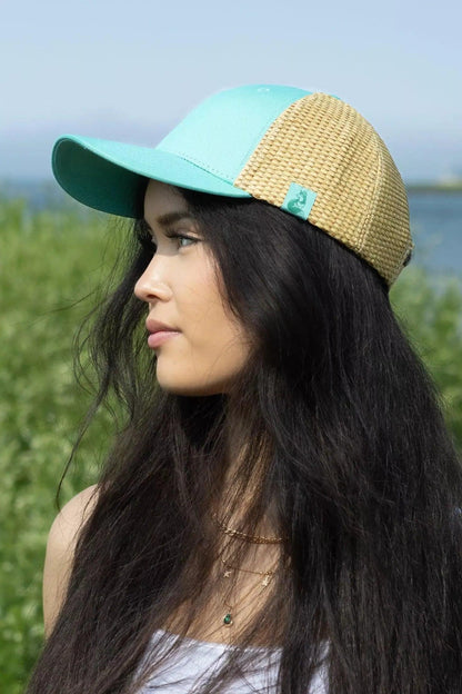 Island Vibes Baseball Cap with Raffia-2