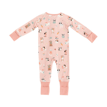 Puppy Egg Hunt (Convertible Zip Footies) - Pink