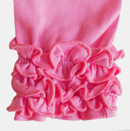 AnnLoren Baby Girls Big Girls Boutique Pink Ruffle Butt Leggings Set-3