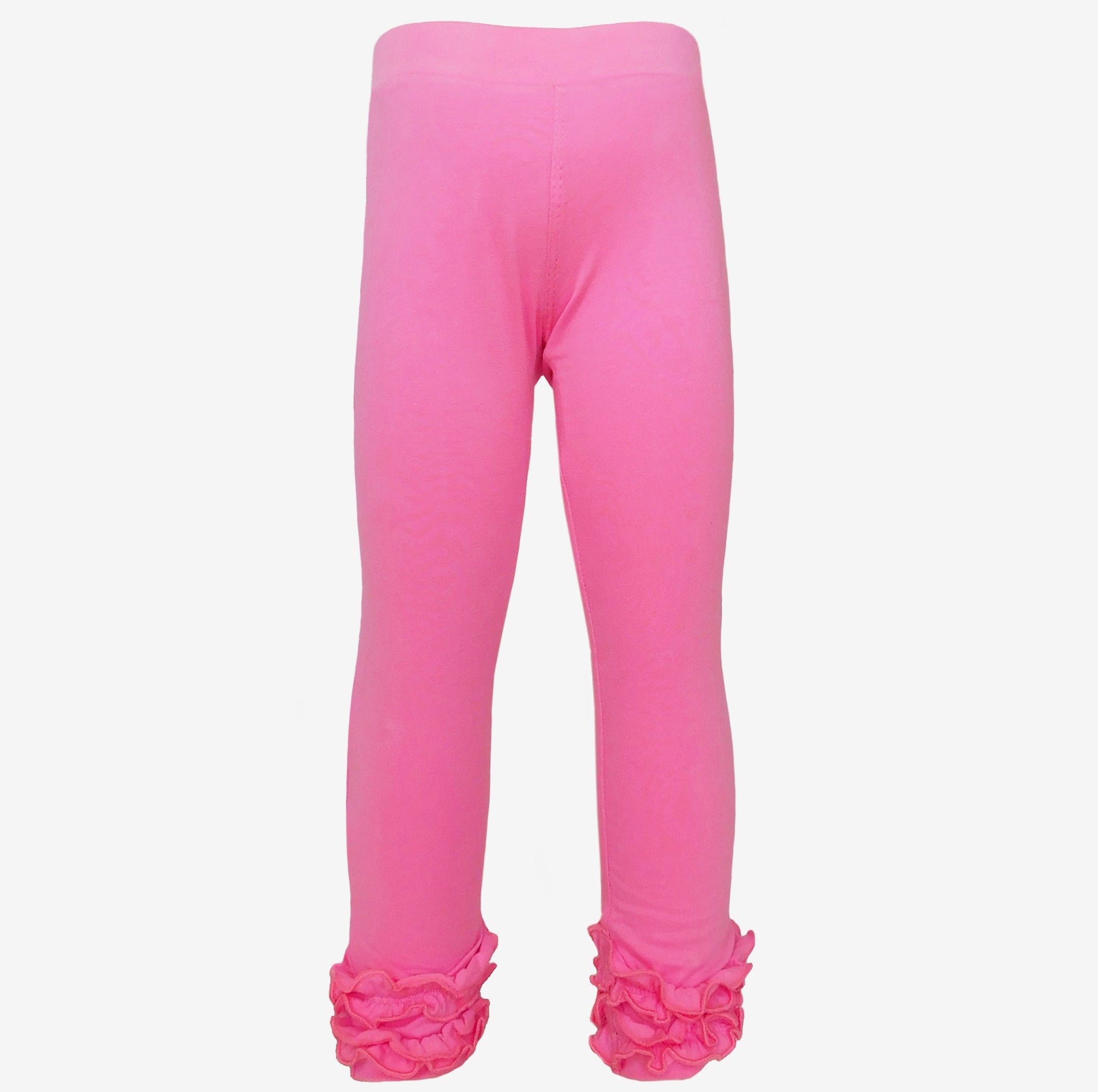 AnnLoren Baby Girls Big Girls Boutique Pink Ruffle Butt Leggings Set-2