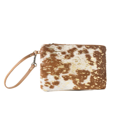 Myra Stardust Pony Western Pouch for Women in brown with foil hairon detail