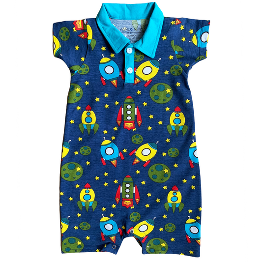 AnnLoren Spaceship short sleeve Baby Toddler Boys Romper-0