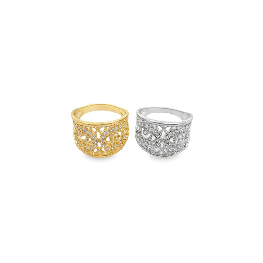 Gold/Rhodium CZ Vintage Ring-0