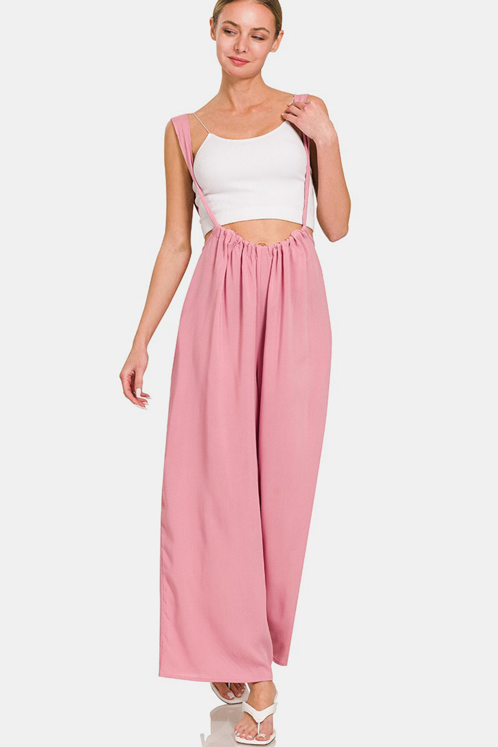 Zenana Pocketed Wide Strap Wide Leg Overalls-2