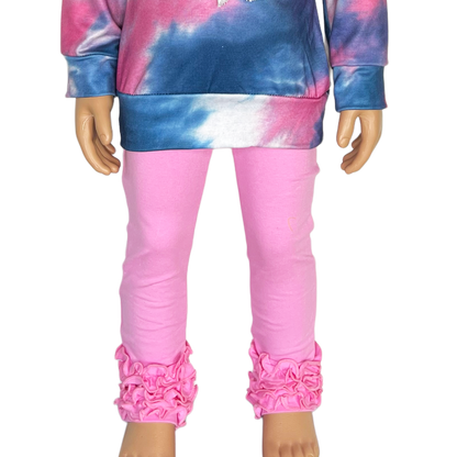 AnnLoren Baby Girls Big Girls Boutique Pink Ruffle Butt Leggings Set-4